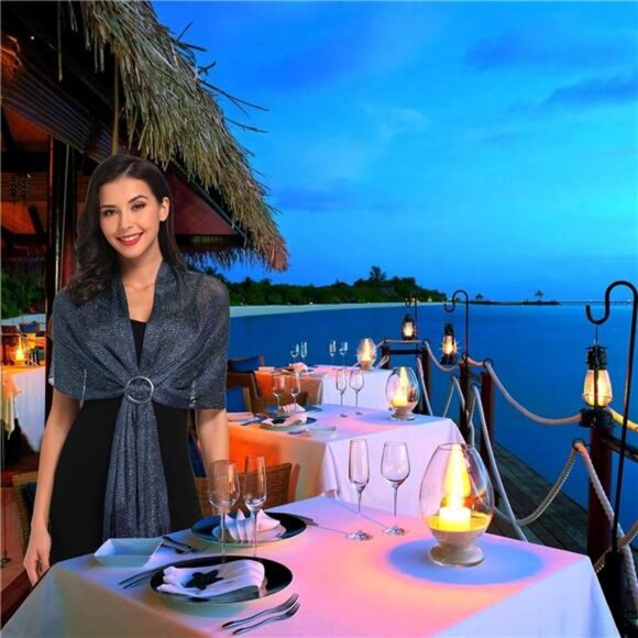 Sparkling Metallic Shawls and Wraps for Evening Party/Wedding/Formal - Picture 6 of 6